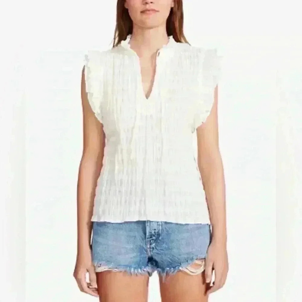 BB Dakota Steve Madden white ruffle sleeveless blouse - small workwear dainty